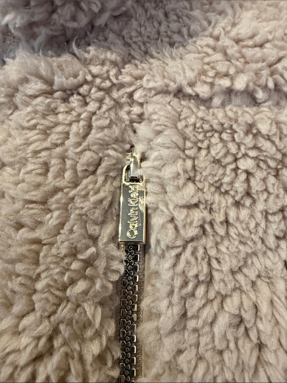 Calvin Klein Beige Sherpa Fleece Zip-Front Vest - Picture 11 of 11